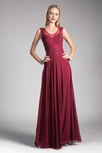 Load image into Gallery viewer, A-Line Chiffon Gown With Lace Embellished Bodice.
