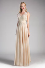 Load image into Gallery viewer, A-Line Chiffon Gown With Lace Embellished Bodice.

