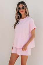 Load image into Gallery viewer, Pink Stripe Matching Oversized Tee and Drawstring Shorts Set
