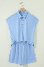 Load image into Gallery viewer, Banana Cream Loose Polo Tee Elastic Waist 2pcs Short Set
