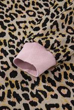 Load image into Gallery viewer, Pink Leopard Print Contrast Edge Long Sleeve Pullover Shorts Set
