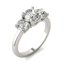 Load image into Gallery viewer, AGI Certified 2 CTW Classic Three-Stone Round Lab Grown Diamond (G-VS) Engagement Ring in 14K White Gold
