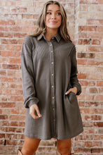 Load image into Gallery viewer, Simply Taupe Waffle Knit Shirt Tunic Dress

