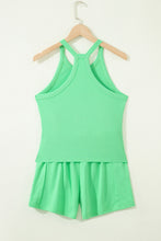 Load image into Gallery viewer, Sachet Pink Slim Tank Top Elastic High Waist Shorts 2pcs Outfit
