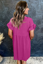 Load image into Gallery viewer, Rose Red Textured Ruffled Short Sleeve Mini Dress
