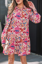 Load image into Gallery viewer, Red Fall Flower Print Long Sleeve Mini Dress
