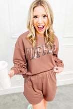 Load image into Gallery viewer, Black Sequined COFFEE Loose Fit Sweatshirt and Shorts Set

