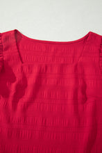 Load image into Gallery viewer, Black Textured Square Neck Top and Shirred High Waist Shorts Set
