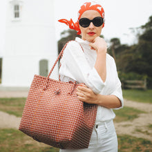Load image into Gallery viewer, The Toko  Recycled Tote Bag, in Red &amp; White
