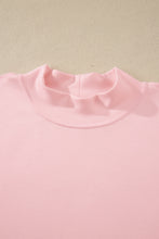 Load image into Gallery viewer, Yellow Cream Solid Color Exposed Seam Mock Neck Oversize Tee Casual Shorts 2pcs Outfit
