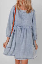Load image into Gallery viewer, Beau Blue Light Wash High Waist Loose Fit Denim Mini Dress
