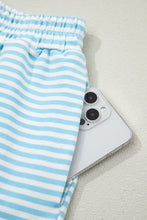 Load image into Gallery viewer, Pink Stripe Oversize Mock Neck Sweatshirt and Shorts Set
