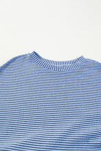Load image into Gallery viewer, Sky Blue Stripe Patchwork Pleated High Waist Loose Mini Dress
