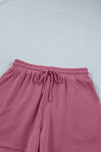 Load image into Gallery viewer, Pitaya Pink Twisted Ribbed Loose Tee Drawstring Elastic Waist 2pcs Short Set
