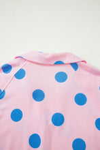 Load image into Gallery viewer, Beige Polka Dot Print V Neck Tee Short Set
