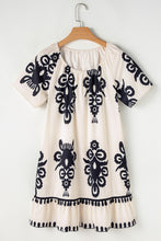 Load image into Gallery viewer, Apricot Western Print Ruffled Short Sleeve Loose Dress
