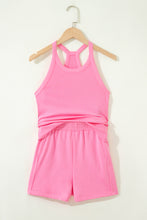 Load image into Gallery viewer, Sachet Pink Slim Tank Top Elastic High Waist Shorts 2pcs Outfit
