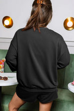 Load image into Gallery viewer, Black Sequined COFFEE Loose Fit Sweatshirt and Shorts Set
