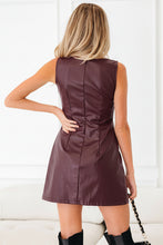 Load image into Gallery viewer, Black Vegan Leather Sleeveless Mini Dress
