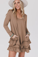 Load image into Gallery viewer, Goat Scoop Neck Tiered Ruffled Hem Long Sleeve Mini Dress
