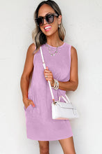 Load image into Gallery viewer, Beau Blue Mineral Wash Tank Mini Dress with Pockets
