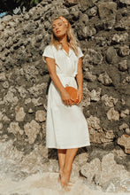 Load image into Gallery viewer, ARYA Safari Linen Midi Dress In Off White
