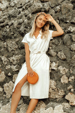 Load image into Gallery viewer, ARYA Safari Linen Midi Dress In Off White
