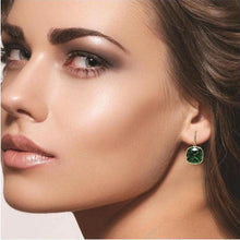 Load image into Gallery viewer, 4.50CTW Lab Grown Cushion Cut Emerald Drop Earrings in 925 Sterling Silver - 8mm Square Gems
