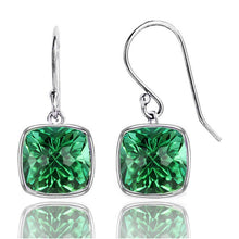 Load image into Gallery viewer, 4.50CTW Lab Grown Cushion Cut Emerald Drop Earrings in 925 Sterling Silver - 8mm Square Gems
