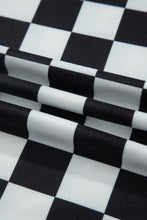 Load image into Gallery viewer, Black Checkered Print Color Block Trim Mock Neck Short Set
