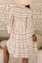 Load image into Gallery viewer, Orange Bohemian Printed Bracelet Sleeve Slit Neck Ruffled Loose Dress
