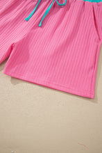Load image into Gallery viewer, Clearly Aqua Soft Ribbed Color Block Trim Casual Short Set
