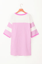 Load image into Gallery viewer, Phalaenopsis Striped Patchwork Three Quarters Sleeve Loose Mini Dress
