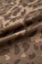 Load image into Gallery viewer, Brown Loose Contrast Striped Accent Leopard T Shirt Mini Dress with Pockets
