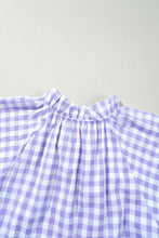 Load image into Gallery viewer, Lavendula Plaid Ruffle Wide Short Sleeve Babydoll Mini Dress
