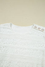 Load image into Gallery viewer, White Lace Crochet Round Neck Puff Sleeve Shift Mini Dress
