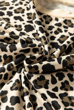 Load image into Gallery viewer, Brown Leopard Print Contrast Trim Long Sleeve Pullover Drawstring Shorts 2pcs Outfit
