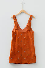 Load image into Gallery viewer, Gold Flame Flower Embroidered Corduroy Overall Mini Dress
