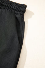 Load image into Gallery viewer, Black Contrast Leopard Bow Patched V Neck Loose Tee Drawstring Shorts 2pcs Outfit
