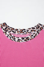 Load image into Gallery viewer, Light Grey Leopard Trim Twist Ribbed Short Set
