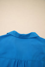Load image into Gallery viewer, Blue Half Buttons Collared Elastic Waist Sleeveless Shirt Dress
