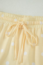 Load image into Gallery viewer, Yellow Exposed Seam Detail Polka Dot Loose Tee Drawstring Shorts Set
