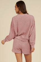 Load image into Gallery viewer, Blossom Checkered Textured Long Sleeve Top and Shorts Set
