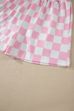 Load image into Gallery viewer, Black Checkered Print Color Block Trim Mock Neck Short Set
