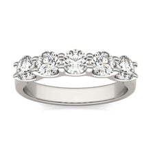 Load image into Gallery viewer, AGI Certified 1 1/4 CTW Round Lab Grown Diamond (G/VS) Five Stone Anniversary Band in 14K White Gold
