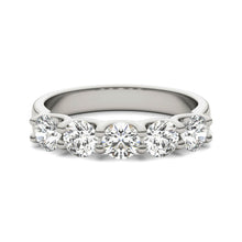 Load image into Gallery viewer, AGI Certified 1 1/4 CTW Round Lab Grown Diamond (G/VS) Five Stone Anniversary Band in 14K White Gold
