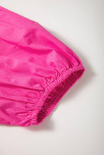 Load image into Gallery viewer, Bright Pink Solid Color Puff Sleeve Tie Front High Waist Mini Dress
