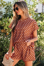 Load image into Gallery viewer, Brown Polka Dot Print Short Set
