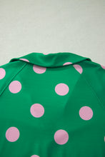 Load image into Gallery viewer, Beige Polka Dot Print V Neck Tee Short Set
