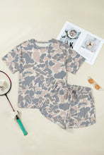 Load image into Gallery viewer, Multicolour Camouflage Loose Tee Drawstring Shorts 2pcs Outfit
